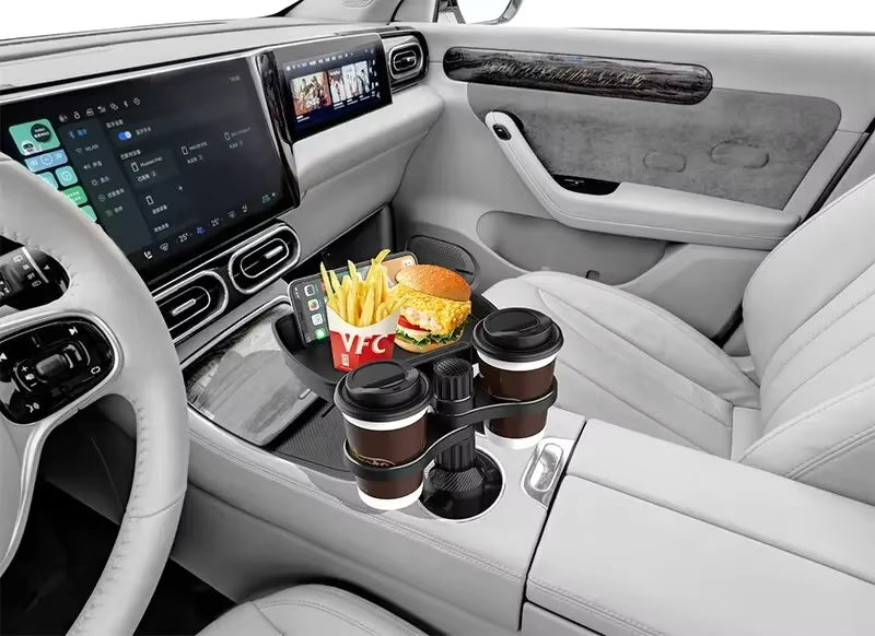 Porta vasos con bandeja para auto